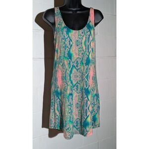 Hurley Tank Sun Dress Snakeskin Print Sleeveless Casual Mini Beach